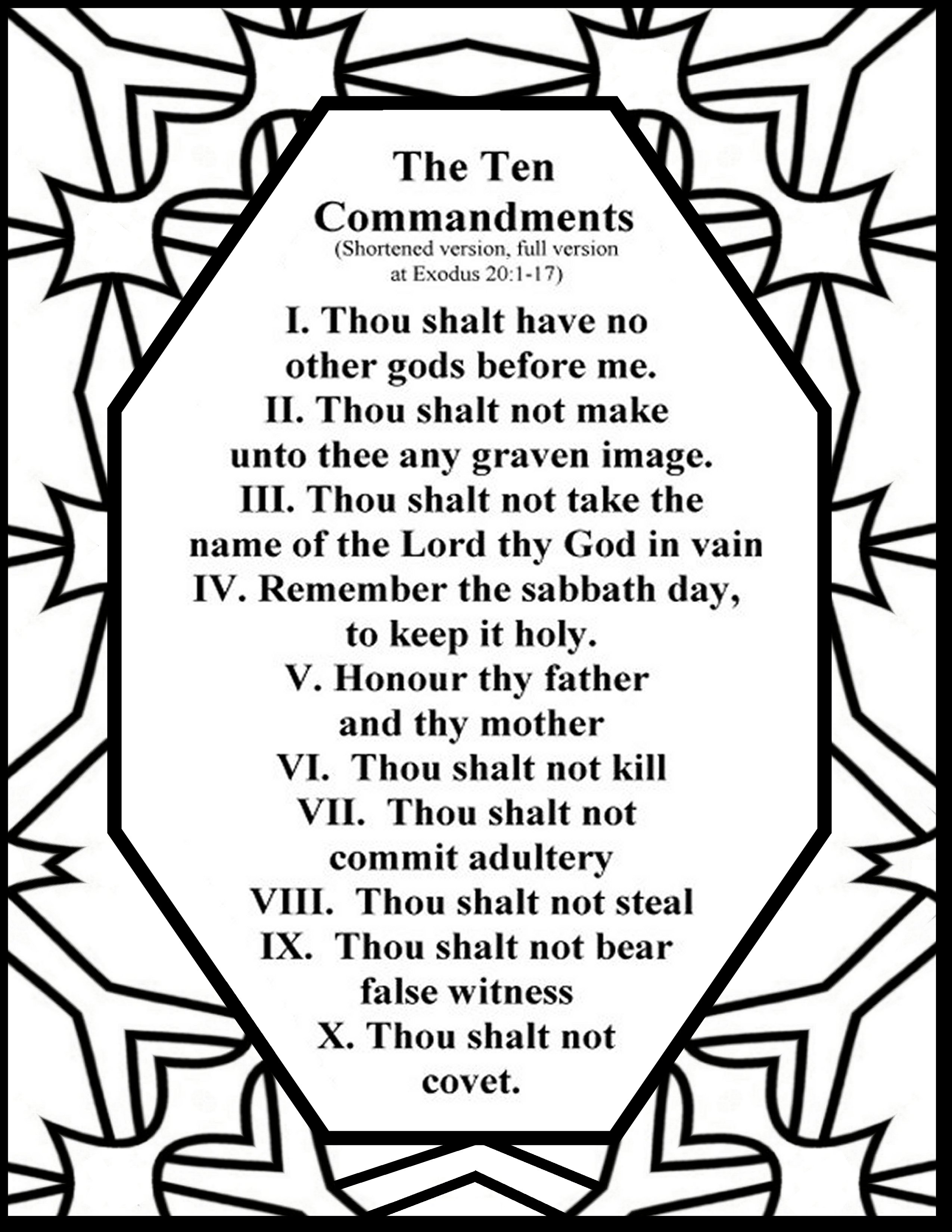 Bible coloring ten commandments