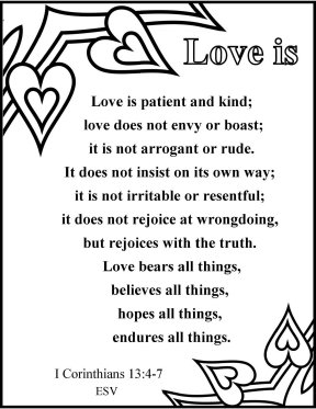 Free Bible Coloring verse about Love
