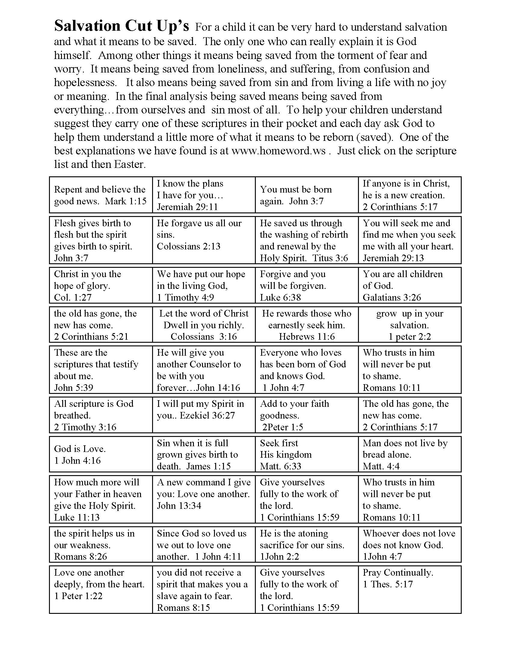 Church Bulletin verses about salvation