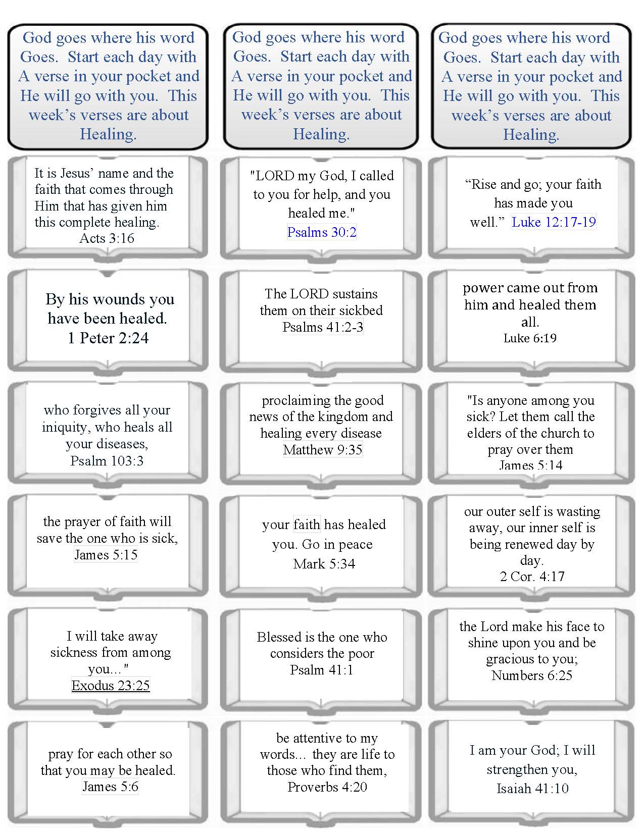 Bulletin Insert healing verses