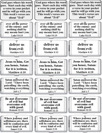 Bulletin insert with verses about evil