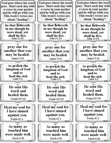 Bulletin Insert healing verses