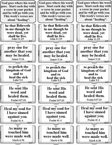 Bulletin Insert healing verses