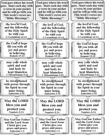 Bulletin Insert with verses for kids