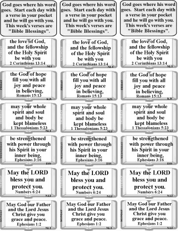 Bulletin Insert with verses for kids