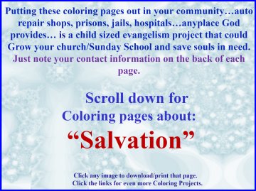 Free Bible coloring pages for Vbs and after school.